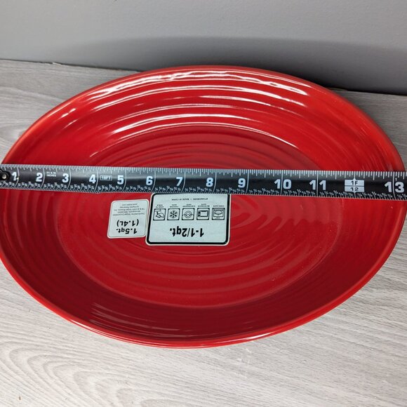 NWT Chefmate Fun Bright Red Swirl Large Oval Baker 1 1/2 Quart Stoneware - Picture 13 of 16